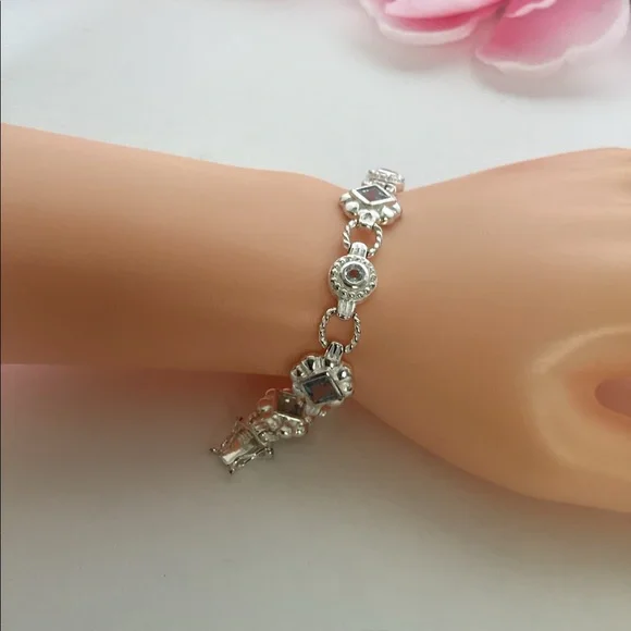 STERLING BYZANTINE TOPAZ BRACELET - Picture 5 of 9